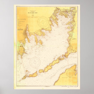 Poster Carte vintage de la baie Buzzards (1933)