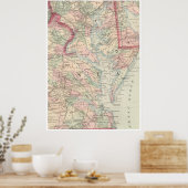 Poster Carte vintage de la baie de Chesapeake (1875) (Cuisine)