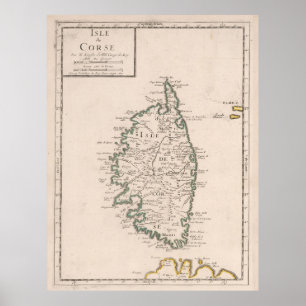 Poster Carte vintage de la Corse France (1697)