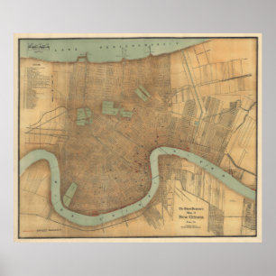 Poster Carte vintage de la Nouvelle-Orléans (1919)
