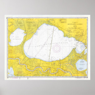 Poster Carte vintage de lac Pontchartrain (1971)
