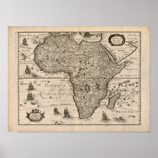 Poster Carte vintage de l'Afrique 1640 (Devant)