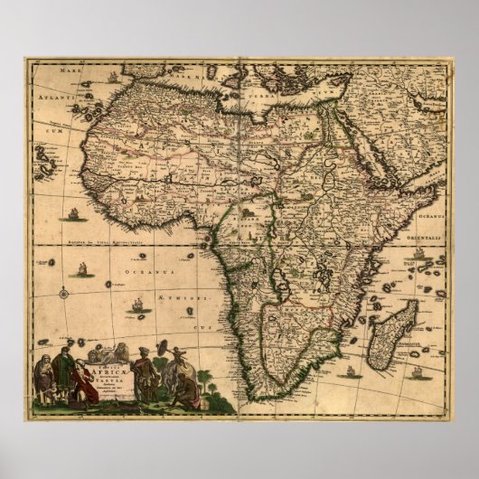 Poster Carte vintage de l'Afrique (1688) (Devant)