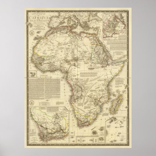Poster Carte vintage de l'Afrique (1828) (Devant)