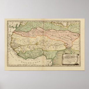 Poster Carte vintage de l'Afrique de l'Ouest 1679