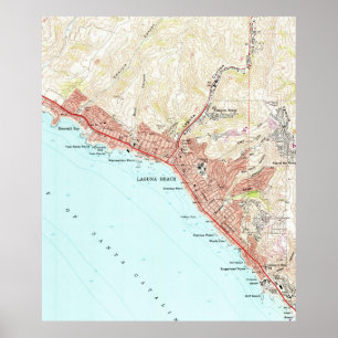 Poster Carte vintage de Laguna Beach California (1965)