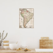 Poster Carte vintage de l'Amérique du Sud (Cuisine)
