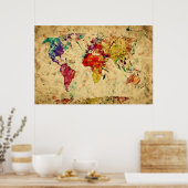 Poster Carte vintage de l'aquarelle (Cuisine)