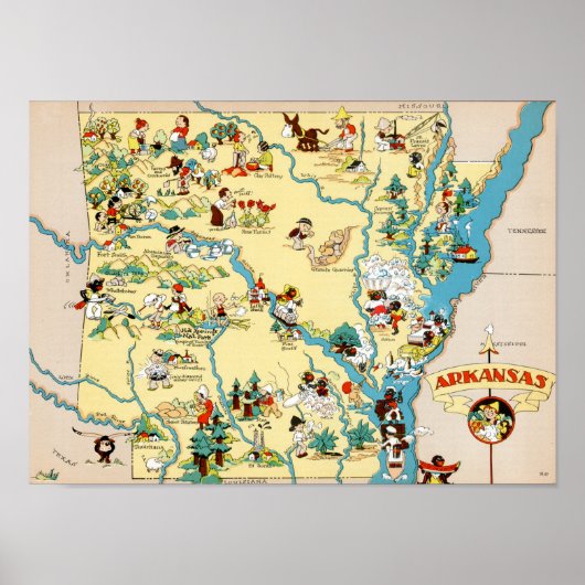 Poster Carte Vintage de l'Arkansas (Devant)