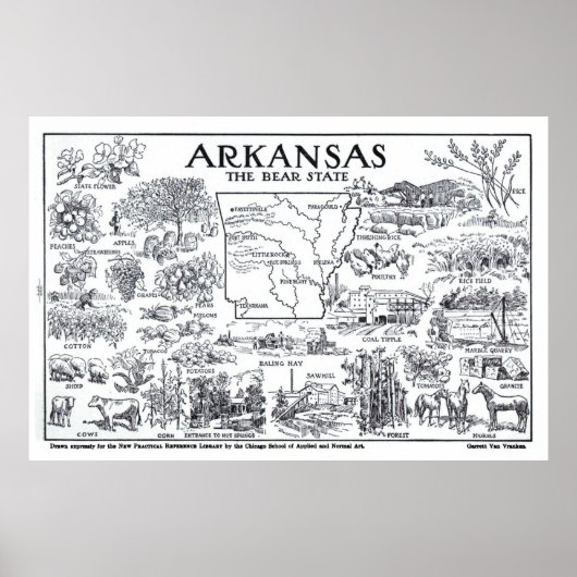 Poster Carte vintage de l'Arkansas (1912) (Devant)