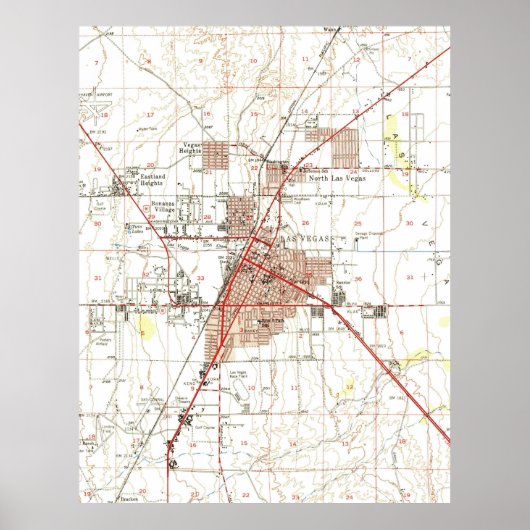 Poster Carte vintage de Las Vegas Nevada (1952) (Devant)
