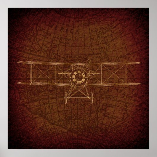 Poster Carte Vintage de l'avion vintage Antique Plan (Devant)