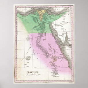 Poster Carte vintage de l'Egypte (1827)