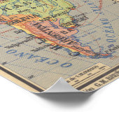 Poster Carte vintage de l'Équateur (1913) (Coin)