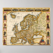 Poster Carte vintage de l'Europe (Devant)