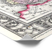 Poster Carte vintage de l'Europe, 1860 (Coin)