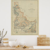 Poster Carte vintage de l'Idaho (1891) (Cuisine)