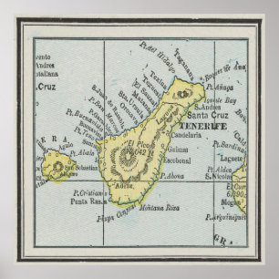 Poster Carte vintage de l'île de Tenerife (1901)