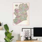 Poster Carte vintage de l'Irlande (Bureau à domicile)