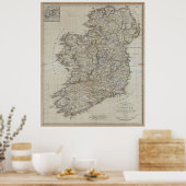 Poster Carte vintage de l'Irlande (1804) (Cuisine)