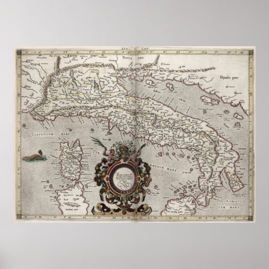 Poster Carte vintage de l'Italie (1618) (Devant)