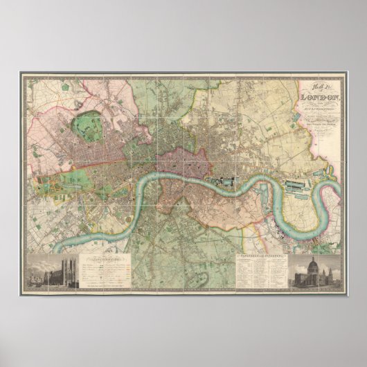 Poster Carte vintage de Londres (Devant)
