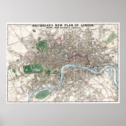 Poster Carte vintage de Londres Angleterre (Devant)