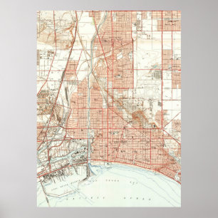 Poster Carte vintage de Long Beach California (1949)