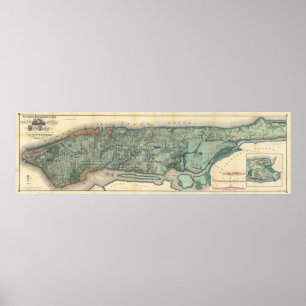 Poster Carte vintage de Manhattan NY