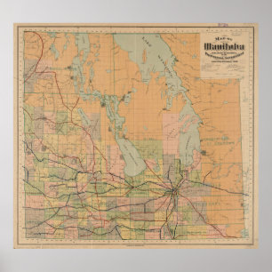 Poster Carte vintage de Manitoba (1903)