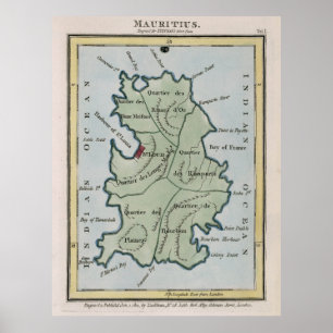 Poster Carte vintage de Maurice (1801)