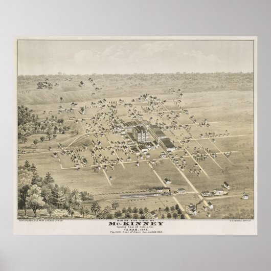 Poster Carte vintage de McKinney Texas (1876) (Devant)