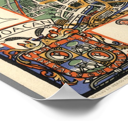 Poster Carte vintage de Mexico (Coin)