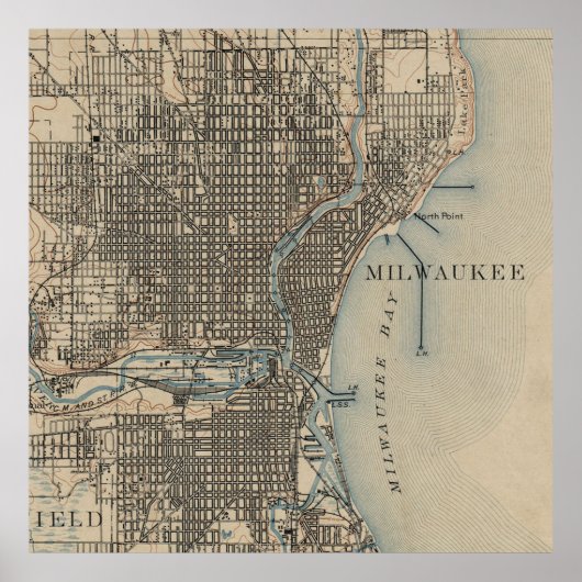 Poster Carte vintage de Milwaukee Wisconsin (1899) (Devant)