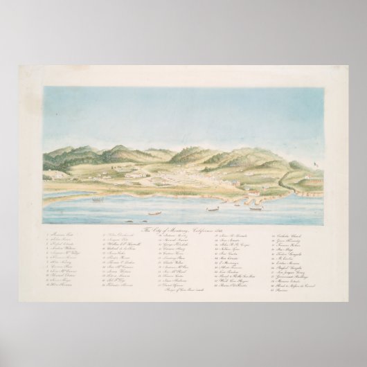 Poster Carte vintage de Monterey CA (1842) (Devant)