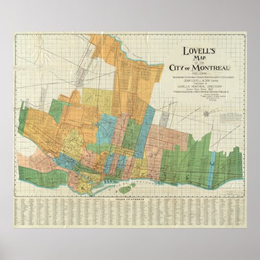 Poster Carte vintage de Montréal (1920) (Devant)