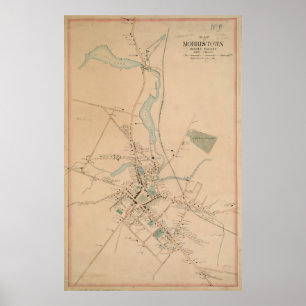 Poster Carte vintage de Morristown NJ (1889)