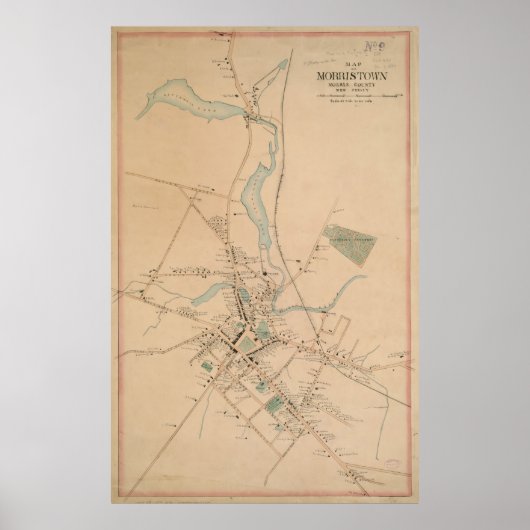 Poster Carte vintage de Morristown NJ (1889) (Devant)