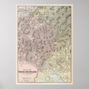 Poster Carte vintage de Mountains blanche (1901)