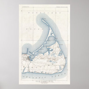 Poster Carte vintage de Nantucket (1919)