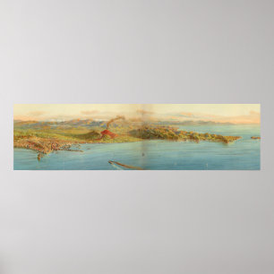 Poster Carte vintage de Naples Italie (1920)