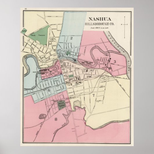 Poster Carte vintage de Nashua NH (1877) (Devant)