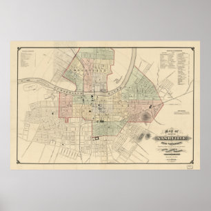 Poster Carte vintage de Nashville Tennessee (1877)