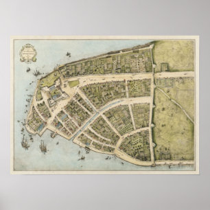 Poster Carte vintage de New Amsterdam (1660)