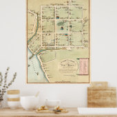 Poster Carte vintage de New Haven CT (1865) (Cuisine)