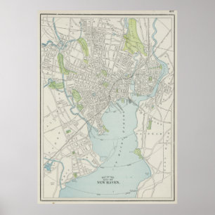 Poster Carte vintage de New Haven le Connecticut (1901)