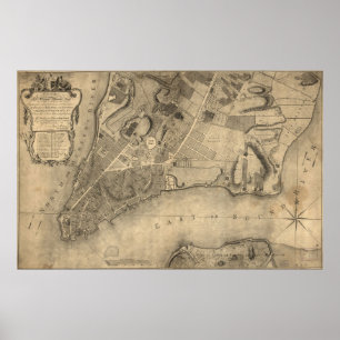Poster Carte vintage de New York (1776)