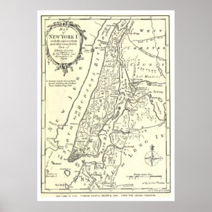 Poster Carte vintage de New York (1893)