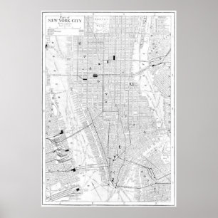 Poster Carte vintage de New York (1911)