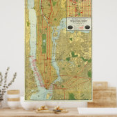 Poster Carte vintage de New York (1918) (Cuisine)